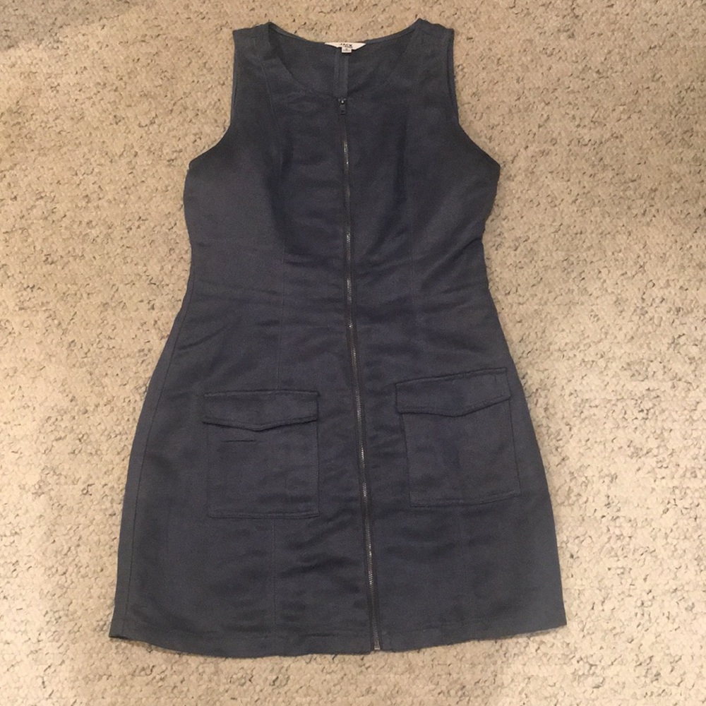 Suede zip up dress